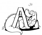 Coloriage et dessins gratuit Alligator et la lettre A à imprimer