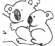 Coloriage et dessins gratuit Une maman Koala et son petit à imprimer