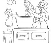 Coloriage et dessins gratuit La Famille à la Cuisine à imprimer