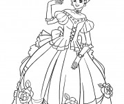 Coloriage et dessins gratuit Princesse porte Une Robe adorable à imprimer