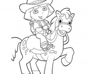 Coloriage et dessins gratuit Dora avec un cheval à imprimer