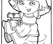 Coloriage et dessins gratuit Dora en robe dessin animé à imprimer