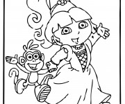 Coloriage et dessins gratuit Dora et babouche partent pour une fête à imprimer