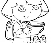 Coloriage et dessins gratuit Dora tient un livre pour lire à imprimer