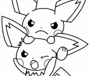 Coloriage et dessins gratuit Pokémon Pikachu semble en colère à imprimer