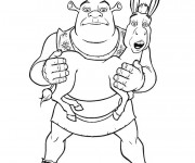 Coloriage et dessins gratuit Shrek tient l'âne en main à imprimer