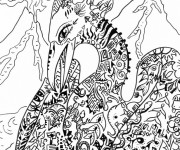 Coloriage et dessins gratuit Fantastique Paysage de Dragon à imprimer