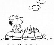 Coloriage et dessins gratuit Snoopy dans le navire à imprimer