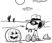 Coloriage et dessins gratuit Snoopy en Halloween à imprimer
