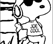 Coloriage et dessins gratuit Snoopy en noir à imprimer