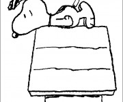Coloriage et dessins gratuit Snoopy sur sa maison à imprimer