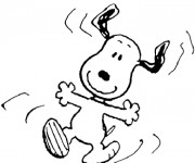 Coloriage et dessins gratuit Snoopy tout en sautant à imprimer