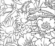 Coloriage et dessins gratuit Fleurs et papillons à imprimer