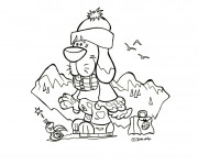 Coloriage et dessins gratuit Chien dans la Montagne à imprimer