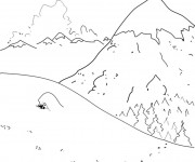 Coloriage et dessins gratuit Montagne en Hiver à imprimer
