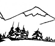 Coloriage et dessins gratuit Paysage de Montagne facile à imprimer