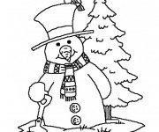 Coloriage et dessins gratuit Bonhomme de Neige de Noël stylisé à imprimer