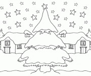 Coloriage et dessins gratuit Une village en neige à imprimer