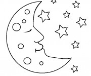 Coloriage et dessins gratuit Lune au ciel à imprimer