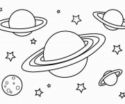 Coloriage et dessins gratuit Planètes dans le Cosmos à imprimer