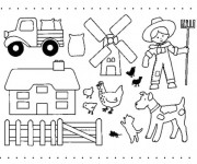 Coloriage et dessins gratuit Fermier et ses animaux de ferme à imprimer
