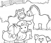 Coloriage et dessins gratuit Les animaux de ferme en couleur à imprimer