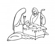 Coloriage et dessins gratuit Jésus et Marie à imprimer