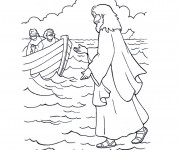 Coloriage et dessins gratuit Jésus sur La Mer à imprimer