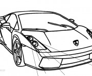 Coloriage et dessins gratuit Automobile Lamborghini en noir et blanc à imprimer