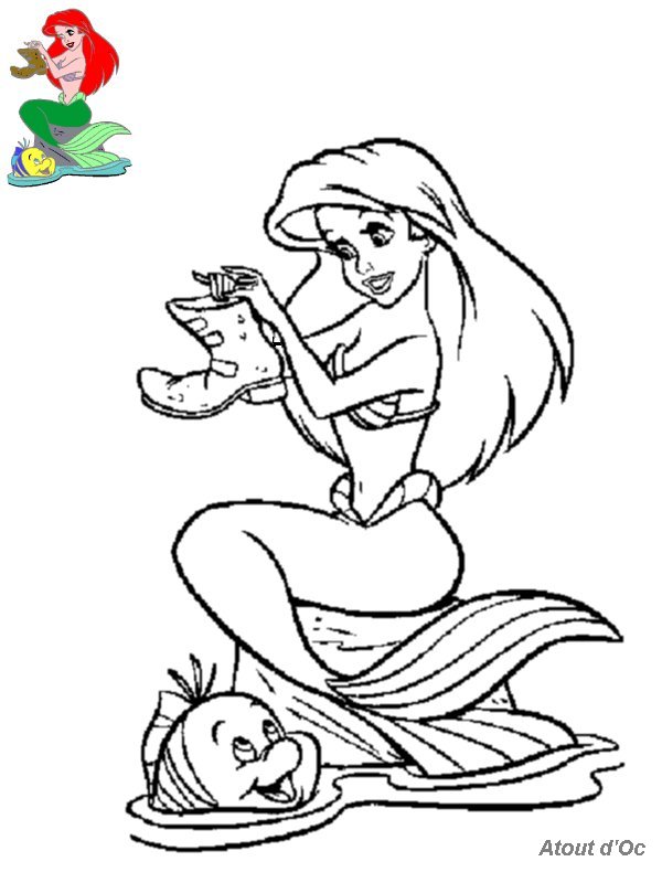 Coloriage Princesse  Ariel  dessin  anim  dessin  gratuit  
