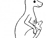 Coloriage et dessins gratuit Kangourou et son petit à imprimer