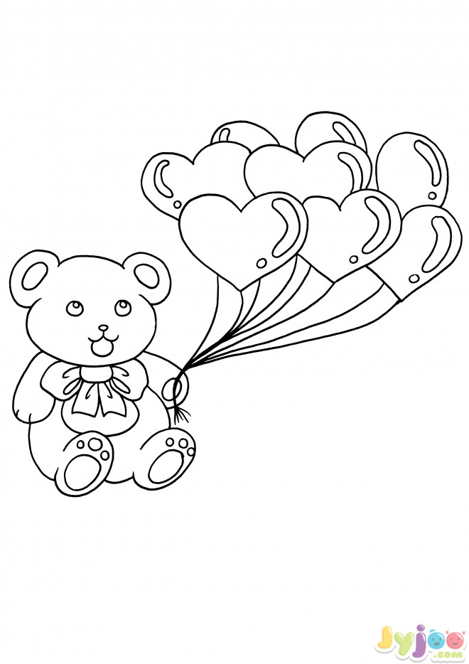coloriage ours et ballons de coeurs d amour dessin gratuit a imprimer jouets sable