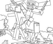 Coloriage et dessins gratuit Personnage de Minecraft sur un cheval à imprimer