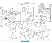 Coloriage La cuisine de la maison Playmobil