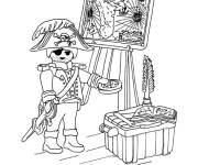 Coloriage Le pirate Playmobil et la carte du trésor