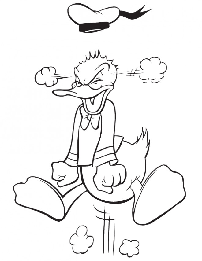 Coloriage et dessins gratuits Donald Duck trés en colère à imprimer