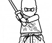 Coloriage Ninjago Zane et son bâton
