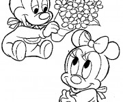 Coloriage et dessins gratuit Fantasia Petit Mickey et minnie à imprimer