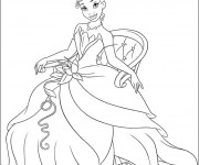Coloriage et dessins gratuit La princesse Tiana assise à imprimer