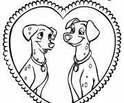 Coloriage et dessins gratuit Les amoureux Perdita et Pongo à imprimer