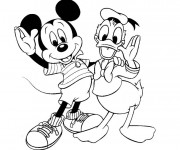 Coloriage et dessins gratuit Mickey et Donald à imprimer