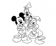 Coloriage et dessins gratuit Dingo, Mickey et Donald à imprimer
