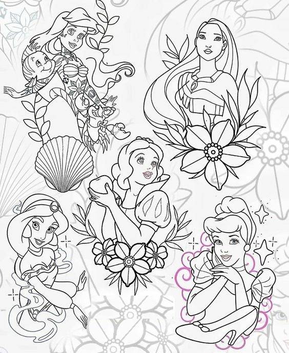 Coloriage Princesses Disney pour fête dessin gratuit à imprimer