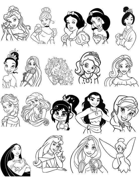 Coloriage Toutes les princesse Walt Disney gratuit