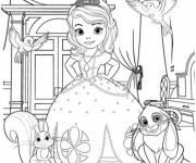 Coloriage et dessins gratuit Princesse Sofia et ses animaux à imprimer