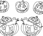 Coloriage Famille Citrouilles Halloween