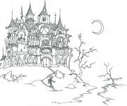 Coloriage Halloween Château hanté
