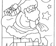 Coloriage et dessins gratuit Père Noël apporte Les Cadeaux à imprimer
