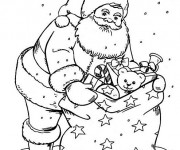 Coloriage et dessins gratuit Père Noël et ses jouets à imprimer