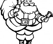 Coloriage et dessins gratuit Père Noël portant le sac des Cadeaux à imprimer